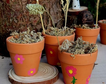 Mini Moos Schnüffeltopf Handgemalte Blumen Terrakotta Hamster Bereicherung Spielzeug