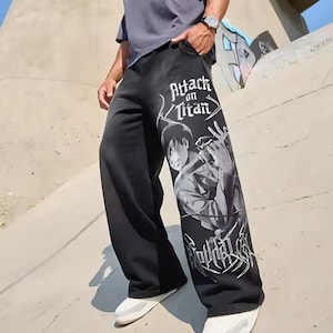  Attack on Titan ワイドパンツ Mens Animal Print Pants Anime Attack On Titan From