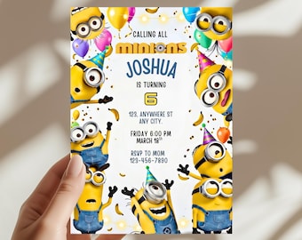 Bearbeitbare Minions-Geburtstagseinladung, druckbare Party einladen (digitaler Download)