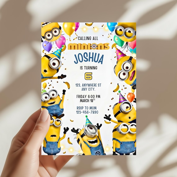 Editable Minions Birthday Invitation, Printable Party Invite (Digital Download)