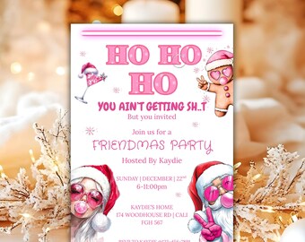 Lustige Friendsmas Party Einladung, bearbeitbare Weihnachtsvorlage (5x7) (Canva)