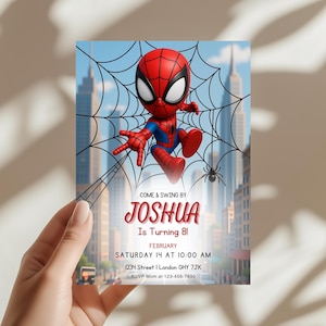 Spider-Man-födelsedagsinbjudan, barnkalas (digital nedladdning)