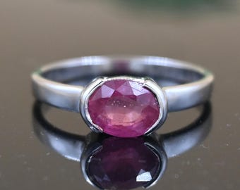 Handmade Ruby Gemstone Ring: Sterling Silver Band, Bridal Jewelry
