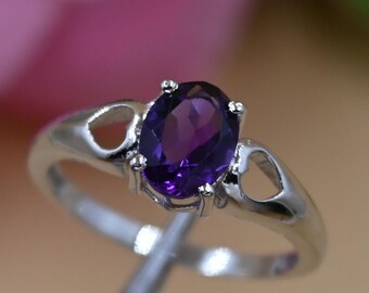 Conjunto de joyas de amatista: anillo, pendientes y colgante de plata de ley