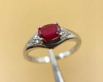 Elegant Ruby Ring: 925 Sterling Silver, Dainty Statement Jewelry