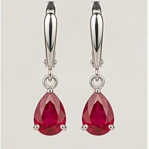 Orecchini pendenti a goccia con rubino rosso taglio a pera, in argento sterling 925, gioielli da sposa minimalisti.