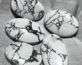 Natural White Howlite Cabochon Gemstone | Oval Shape Loose Stone for Jewelry Making
