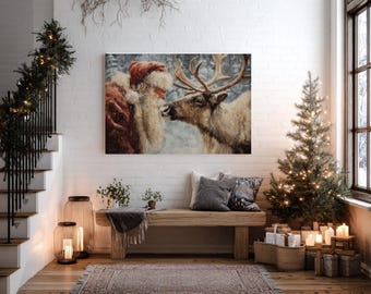 Muurkunst kerstman Muurkunst rendier Kerstdecor Digitale download Bestseller muurkunst *