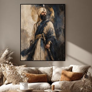 Arte mural de Guru Gobind Dev, arte mural sij, arte mural indio, descarga digital, arte mural más vendido *