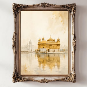 Väggkonst i Gyllene Tempel, Sri Harmandir Sahib, Sikhisk Tempeldekor, Indisk väggkonst, Digital nedladdning, Bästsäljande väggkonst *