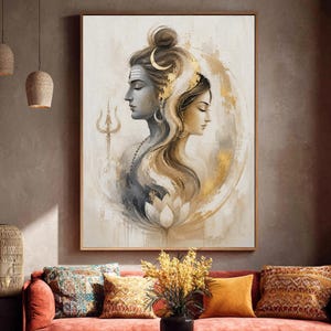 Arte mural Shiv Shakti Arte mural Señor Shiva Arte mural religioso hindú Descarga digital Arte mural más vendido *