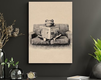 Funny Frog wall art : Vintage 1960s Style Coffee Art Digital Download Best seller wall art *