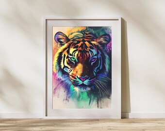 Neon Tiger Wall Art Animal Wall Art Digital Download Best Seller Wall art*