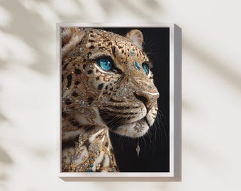Golden Leopard Wall Art Animal wall art Digital Download Best seller wall art *