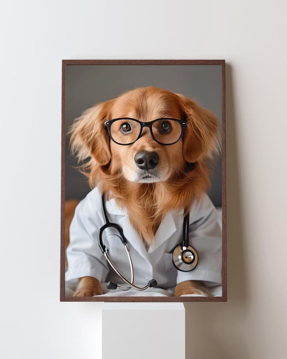 Doctor Dog Art Print: Golden Retriever With Stethoscope (digital  Download)best Seller Wall Art - Etsy New Zealand