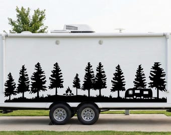Forest Decal RV, Caravan Graphic, Nature Vinyl Camper, Woodland Side Wrap, Mountain Motorhome Sticker