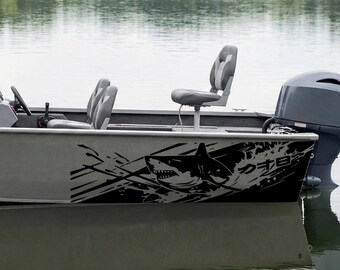 Speed Shark Decal, Dynamic Wave Graphics, Racing Boat Hull Wrap, Aggressive Hull Predator Livery