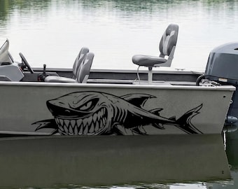 Aggressive Shark Art, Cartoon Monster Side Decal, Predator Boat Livery, Hunter Predator Vinyl Wrap