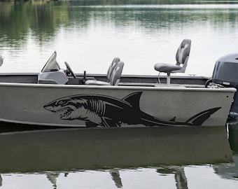 White Shark Boat Decal, Aggressive Predator Side Graphics, Saltwater Proof Vinyl Decal for Boats