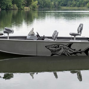 Shark Villain Decal, Predator Boat Graphic, Cartoon Shark Vinyl Sticker, Speedboat Hull Side Livery
