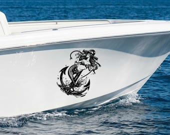 Flowing Mermaid Decal, Mythical Sea Siren, Boat Hull Livery, Mermaid Vinyl Wrap, Yacht Sticker