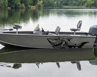 Aggressive White Shark Decal, Battle-Worn Marine Vinyl, Distressed Shark Emblem, Heavy Duty Nautical Livery