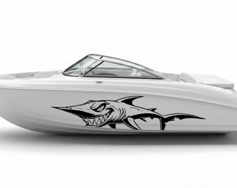 Hyper-Detailed Shark Decal, Deep Sea Predator Boat Graphic, Aggressive Shark Vinyl Art Livery