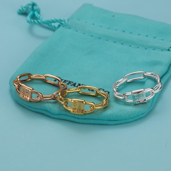 Tiffany women's ring, interlocking lock sterling … - image 1