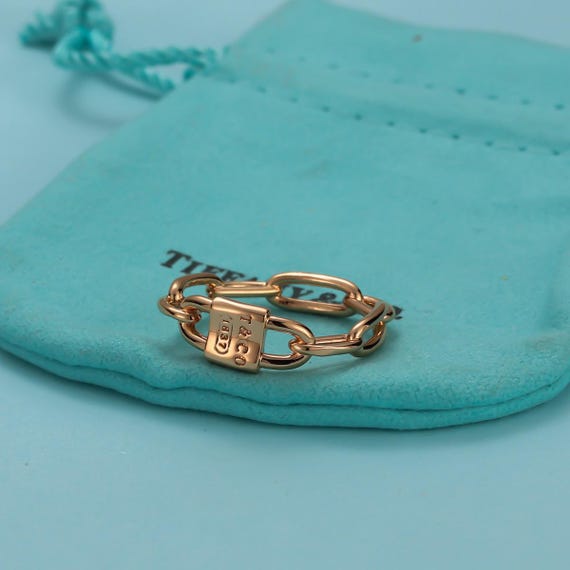 Tiffany women's ring, interlocking lock sterling … - image 4