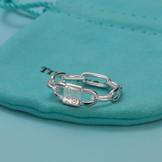 Tiffany women's ring, interlocking lock sterling … - image 2