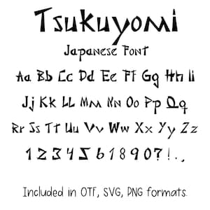 Tsukuyomi Font - Letters and Numbers, Cricut Font, Procreate Font, Canva Fonts, Asian Font, Digital Download
