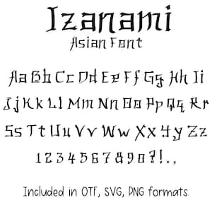 Izanami Font - Letters and Numbers, Cricut Font, Procreate Font, Canva Fonts, Asian Font, Digital Download