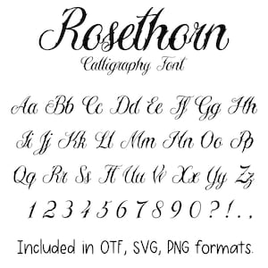 Rosethorn Calligraphy Font - Letters and Numbers, Cricut Font, Procreate Font, Canva Fonts, Script Font, Digital Download