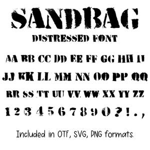 Sandbag Font - Cricut Font, Procreate Font, Canva Fonts, Military Font, Digital Download