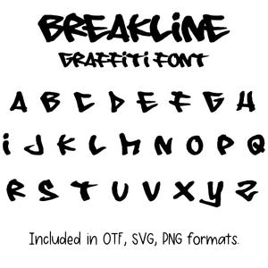 Breaklineフォント - グラフィティ、Cricutフォント、Procreateフォント、Canvaフォント、Urbanフォント、デジタルダウンロード