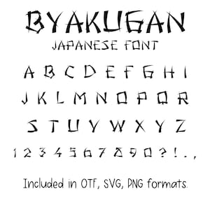 Byakugan Font - Letters and Numbers, Cricut Font, Procreate Font, Canva Fonts, Asian Font, Digital Download