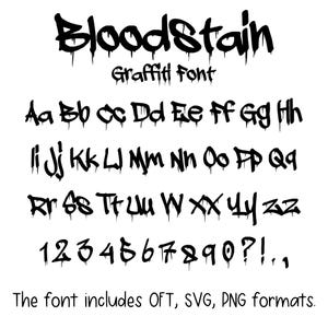 Bloodstain Font - Letters and Numbers, Cricut Font, Procreate Font, Canva Fonts, Urban Font, Digital Download