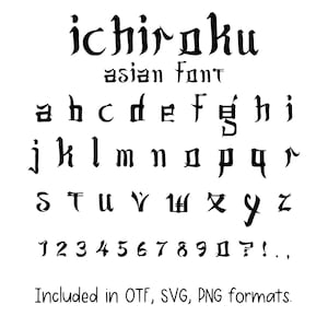 Ichiroku Font - Letters and Numbers, Cricut Font, Procreate Font, Canva Fonts, Asian Font, Digital Download