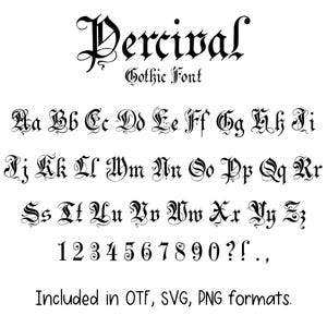 Percival Gothic Font - Letters and Numbers, Cricut Font, Procreate Font, Canva Fonts, Old English Font, Digital Download