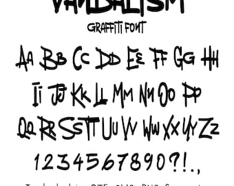Vandalism Font - Letters and Numbers, Cricut Font, Procreate Font, Canva Fonts, Urban Font, Digital Download
