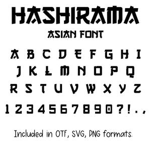 Hashirama Font - Letters and Numbers, Cricut Font, Procreate Font, Canva Fonts, Asian Font, Digital Download