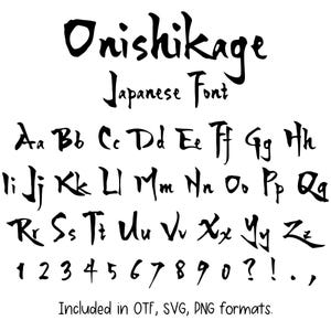 Onishikage Font - Letters and Numbers, Cricut Font, Procreate Font, Canva Fonts, Asian Font, Digital Download