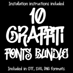 10 Graffiti Fonts Bundle - Letters and Numbers, Cricut Font, Procreate Font, Canva Fonts, Urban Font, Digital Download