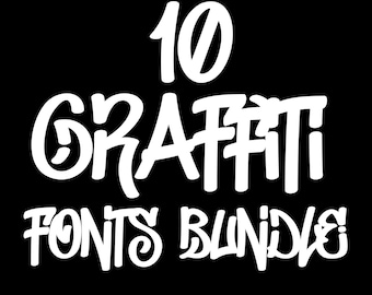10 Graffiti Fonts Bundle - Letters and Numbers, Cricut Font, Procreate Font, Canva Fonts, Urban Font, Digital Download