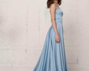 Beach Wedding Dress with Corset Bodice, Open Back and Slit Skirt, Elegant Elopement Bridal Gown | Diana