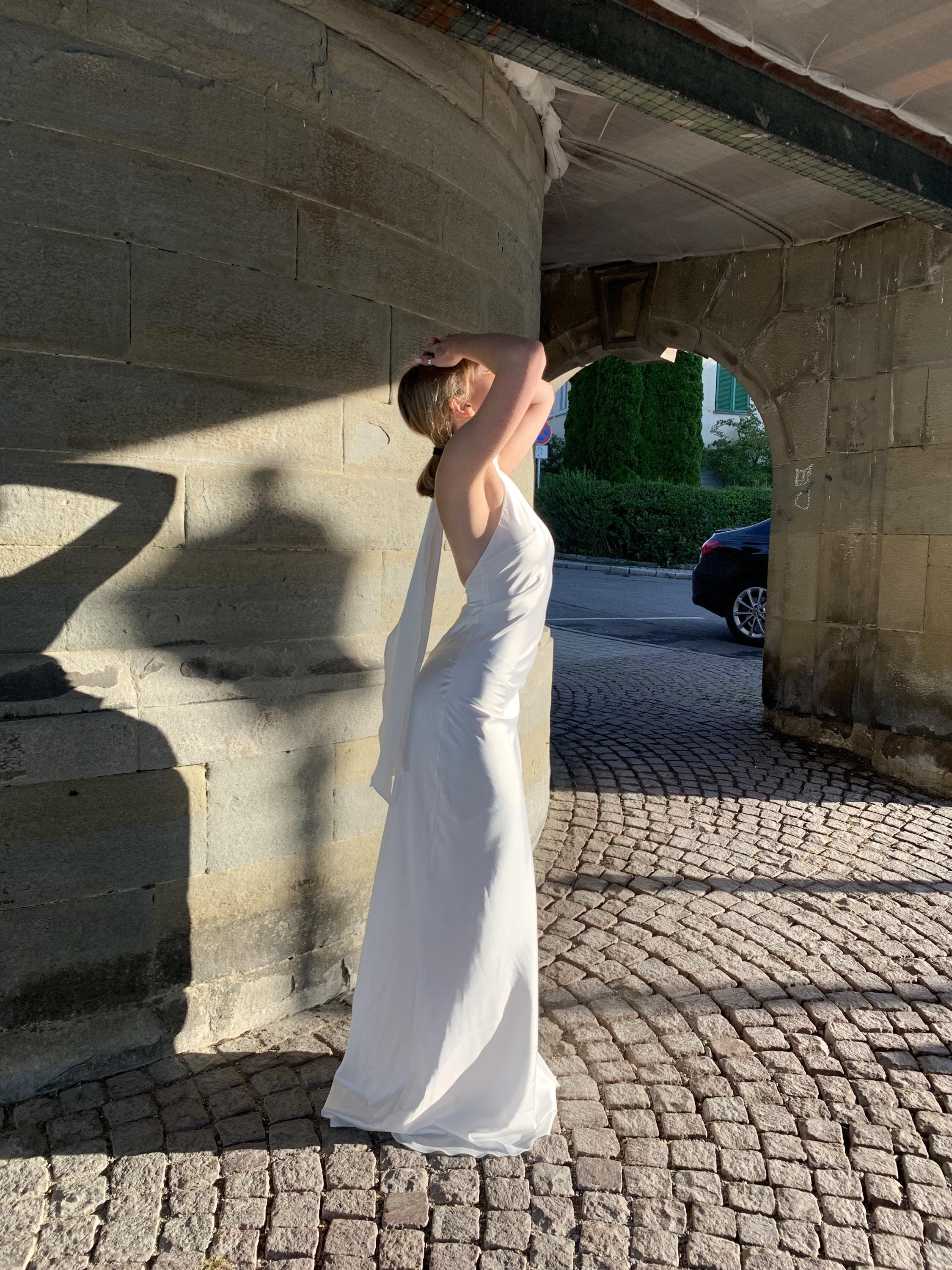 etsy backless wedding dress Backless heavy beading chiffon boho wedding dress – Mermaid Bridal main image 1