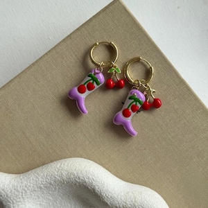 Cowgirl Western Boot Earrings, Cowboy Clay Earrings, Gold Dangle Earrings, Boho Statement Jewelry, Christmas Gift, Best Gift İdea