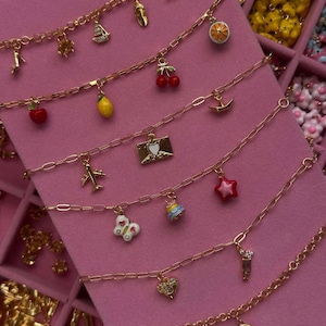 Charm Bracelet, 24K Gold Plated, Make Your Own Custom Charm Bracelet, Create Your Own Gold Charm Bracelet, Personalized Jewelry, Charm Gift