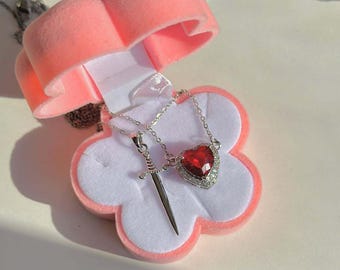 Heart Sword Necklace, Love Hurts Couple Necklace, Valentine's Day Gift