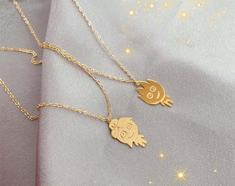 Collar de niña de fuego y agua, collares de plata para pareja, joyería de la amistad, juego de 2 para parejas, collares a juego para parejas